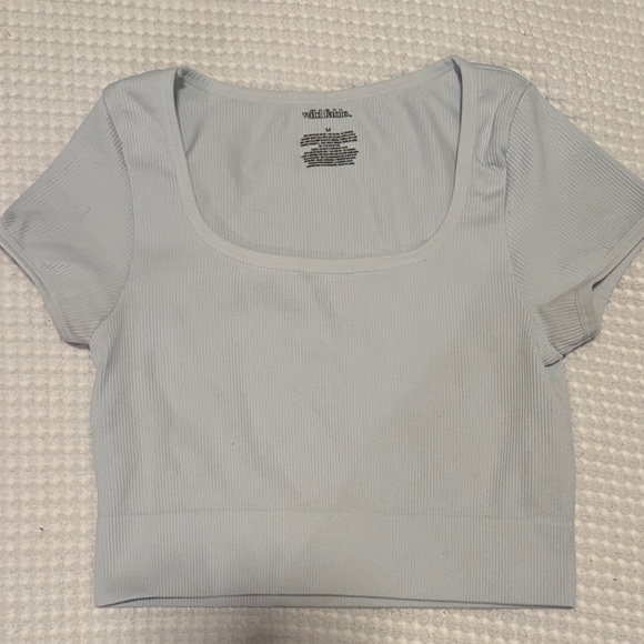 wild fable Tops - Wild Fable Sky Blue Ribbed Bodysuit